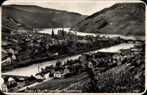 Ak Bingerbrück Bingen am Rhein, Mäuseturm, Blick vom Scharalachberg