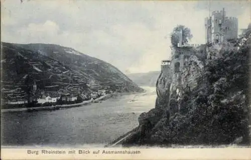 Ak Trechtingshausen am Rhein, Burg Rheinstein, Assmannshausen