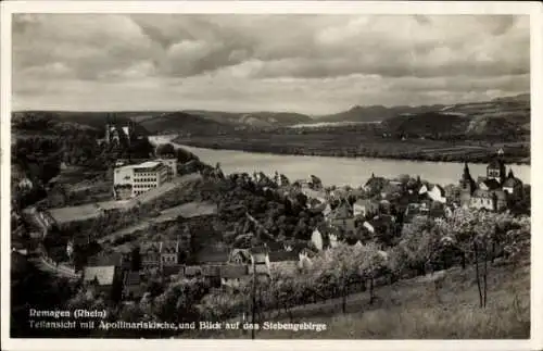 Ak Remagen am Rhein, Teilansicht, Apollonariskirche, Siebengebirge