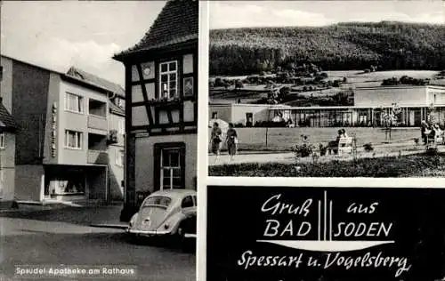 Ak Bad Soden Salmünster in Hessen, Sprudel-Apotheke, Schilling, Teilansicht