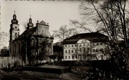 Ak Amorbach im Odenwald Unterfranken, katholische Kirche, Schloss