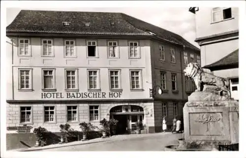 Ak Amorbach im Odenwald Unterfranken, Hotel Badischer Hof, Löwe