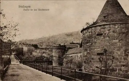 Ak Büdingen in Hessen, Stadtmauer, Teilansicht