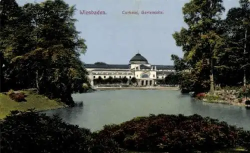 Ak Wiesbaden in Hessen, Kurhaus, Gartenseite