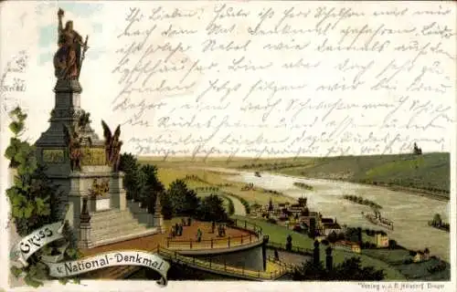 Ak Rüdesheim am Rhein, Niederwald Nationaldenkmal, Panorama