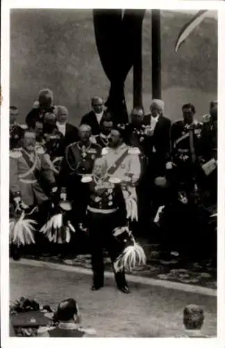 Ak Rüdesheim am Rhein, Niederwald Nationaldenkmal, Einweihung 28.09.1883, Kaiser, Uniformen