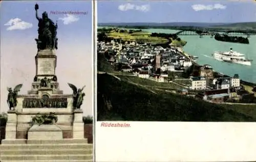 Ak Rüdesheim am Rhein, Niederwald Nationaldenkmal, Panorama