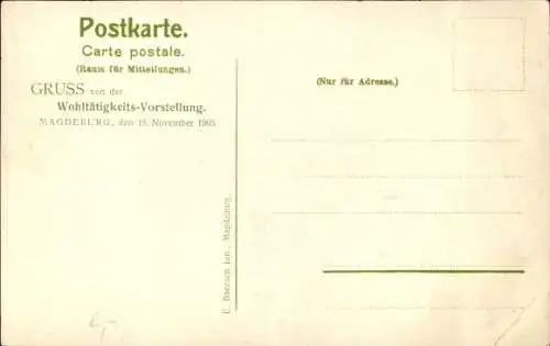 Litho Magdeburg an der Elbe, Wohltätigkeitsvorstellung 19 November 1905, Gruppenportrait