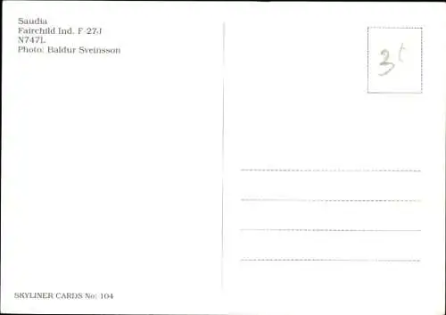 Ak Flugzeug, Saudia, Fairchild Ind. F-27J N747L