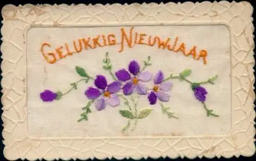 Seidenstick Ak Glückwunsch Neujahr, Blumen