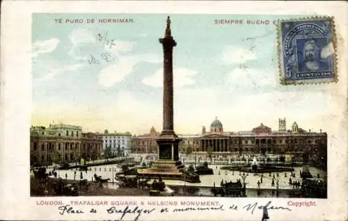 Ak London Stadt England, Trafalgar Square, Nelson Monument