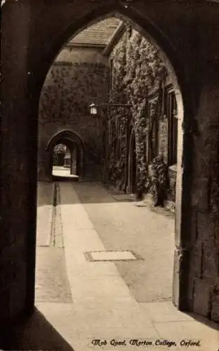 Ak Oxford Oxfordshire England, Merton College, Mob Quad