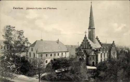 Ak Zwickau in Sachsen, Johanniskirche, Pfarrhaus