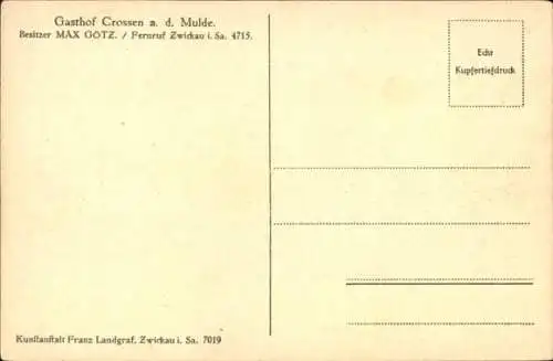 Ak Crossen Zwickau in Sachsen, Gasthof Crossen an der Mulde, Saal