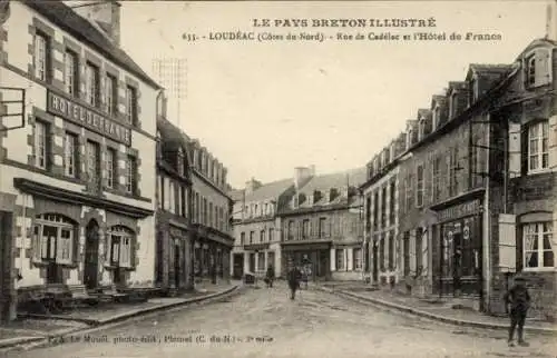 Ak Loudéac Côtes-d’Armor, Rue de Cadelac, Hotel de France