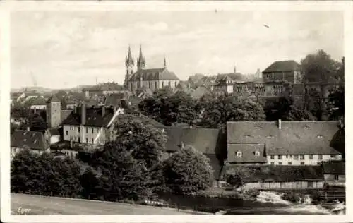 Ak Cheb Eger Reg. Karlsbad, Gesamtansicht der Stadt, St. Nikolaus Kirche