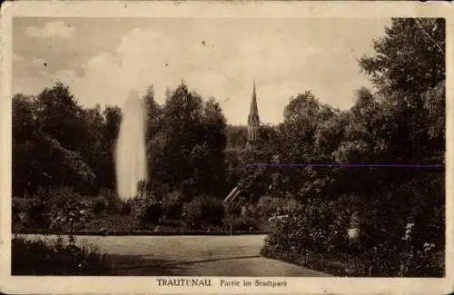 Ak Trutnov Trautenau Riesengebirge Region Königgrätz, Stadtpark, Springbrunnen