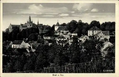 Ak Zruč nad Sázavou Srutsch an der Sasau Mittelbömen, Gesamtansicht