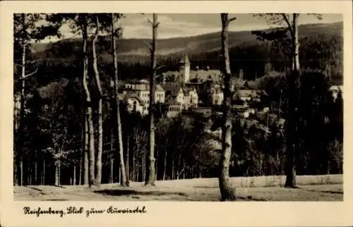 Ak Liberec Reichenberg Stadt, Blick zum Kurviertel, Waldblick