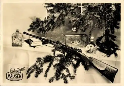 Ak Reklame, Original Mauser Gewehr unterm Weihnachtsbaum, Mauser Werke AG Oberndorf