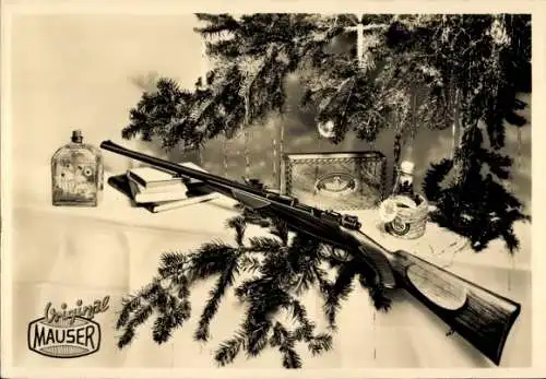 Ak Reklame, Original Mauser Gewehr unterm Weihnachtsbaum, Mauser Werke AG Oberndorf