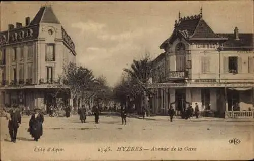 Ak Hyères Var, Avenue de la Gare, Hotel Terminus