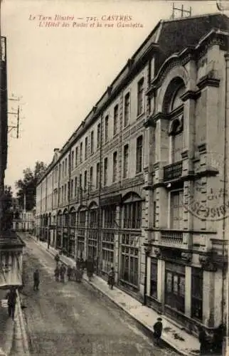 Ak Castres Tarn, Hotel des Postes, rue Gambetta