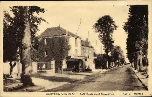 Ak Mantes la Ville Yvelines, Café Restaurant Maupomet