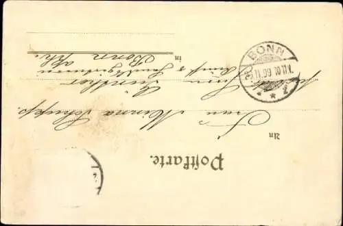 Landkarten Litho Mainz am Rhein, Stadtpanorama, Flusslauf