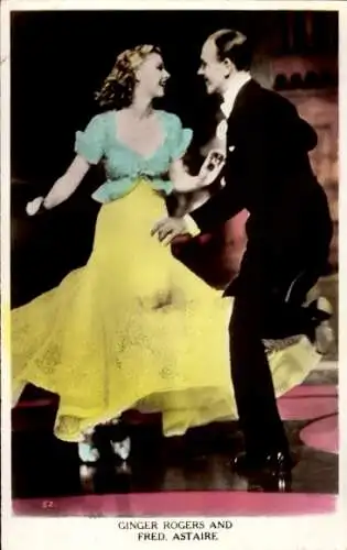 Ak Tänzer und Schauspieler Ginger Rogers und Fred Astaire, coloriert