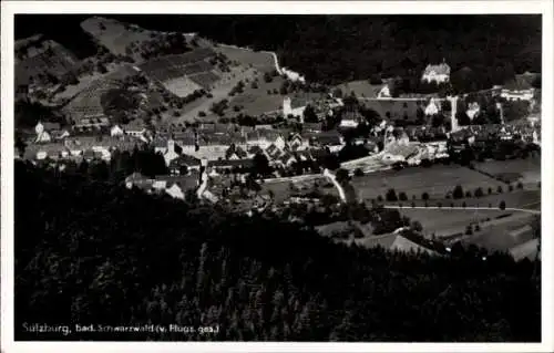 Ak Sulzburg im Markgräflerland Baden Schwarzwald, Fliegeraufnahme