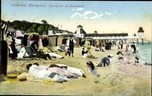 Ak Ostseebad Heringsdorf auf Usedom, Strandleben am Familienbad