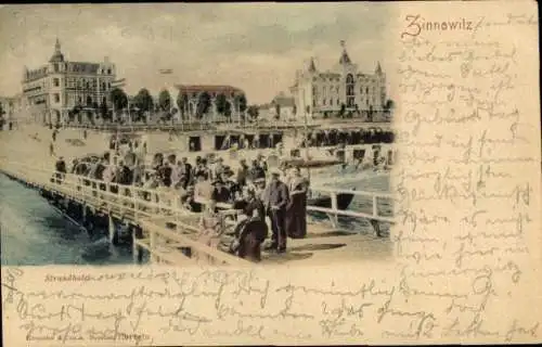 Ak Ostseebad Zinnowitz auf Usedom, Strandhotel, Seebrücke, Strand