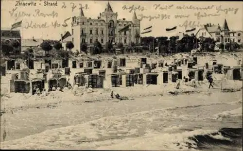 Ak Ostseebad Zinnowitz auf Usedom, Strand, Strandkörbe