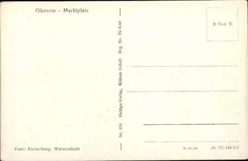 Ak Güstrow in Mecklenburg, Marktplatz