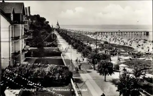 Ak Ostseebad Bansin Heringsdorf auf Usedom, Strand, Promenade