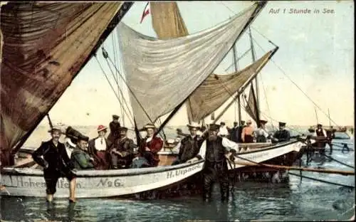 Ak Auf 1 Stunde in See, Ausflügler im Segelboot, H. Utpatel, Hohenzollern No. 6