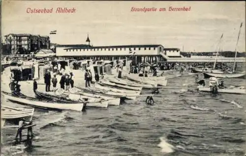 Ak Ostseebad Ahlbeck Heringsdorf auf Usedom, Strand am Herrenbad