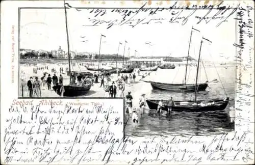 Ak Ostseebad Ahlbeck auf Usedom, Am Strand, Segelboote