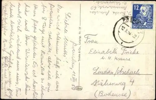 Ak Prenzlau in der Uckermark, Gesamtansicht mit St. Marienkirche am Ucker See