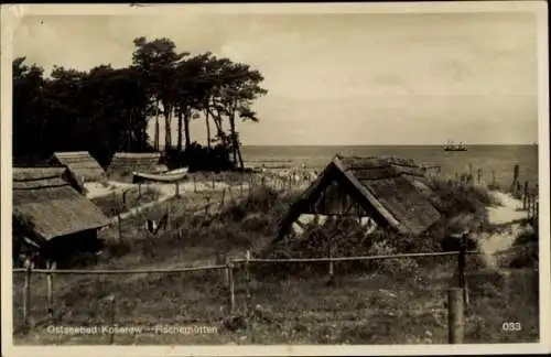 Ak Koserow auf Usedom, Fischerhütten am Strand