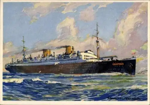Künstler Ak Dampfschiff Columbus, Norddeutscher Lloyd Bremen