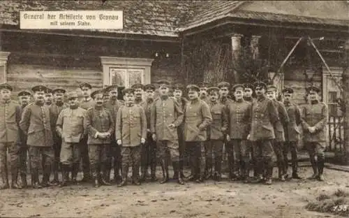 Ak General der Artillerie Hans von Gronau mit seinem Stab, I WK