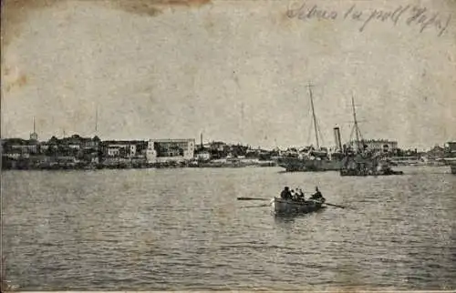 Ak Севастополь Sewastopol Ukraine, Blick zur Ortschaft, Hafen, Dampfer, Boot