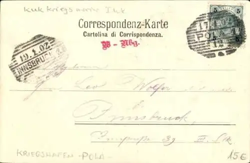 Ak Pola Pula Kroatien, Kriegshafen