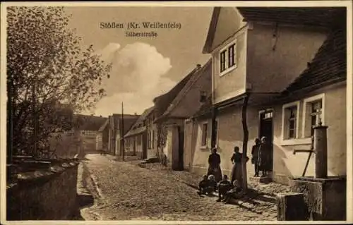 Ak Stößen Burgenlandkreis, Silberstraße, Anwohner, Kinder