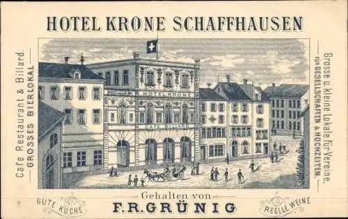 Litho Schaffhausen am Rhein Schweiz, Hotel Krone