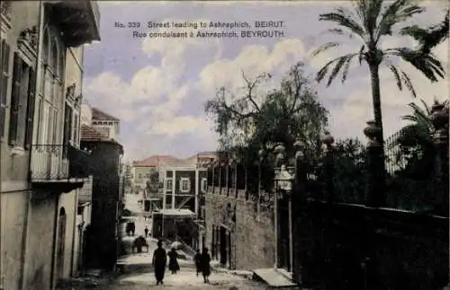 Ak Beirut Beyrouth Libanon, Straße nach Ashraphich