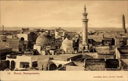 Ak Mossul Irak, Stadtansicht, Minarett