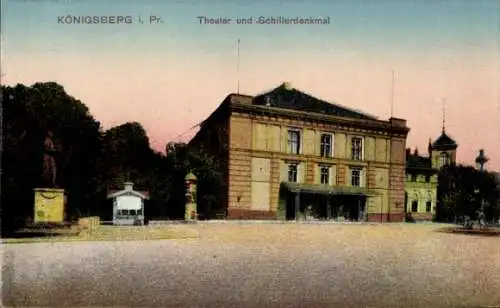 Ak Kaliningrad Königsberg Ostpreußen, Theater, Schillerdenkmal